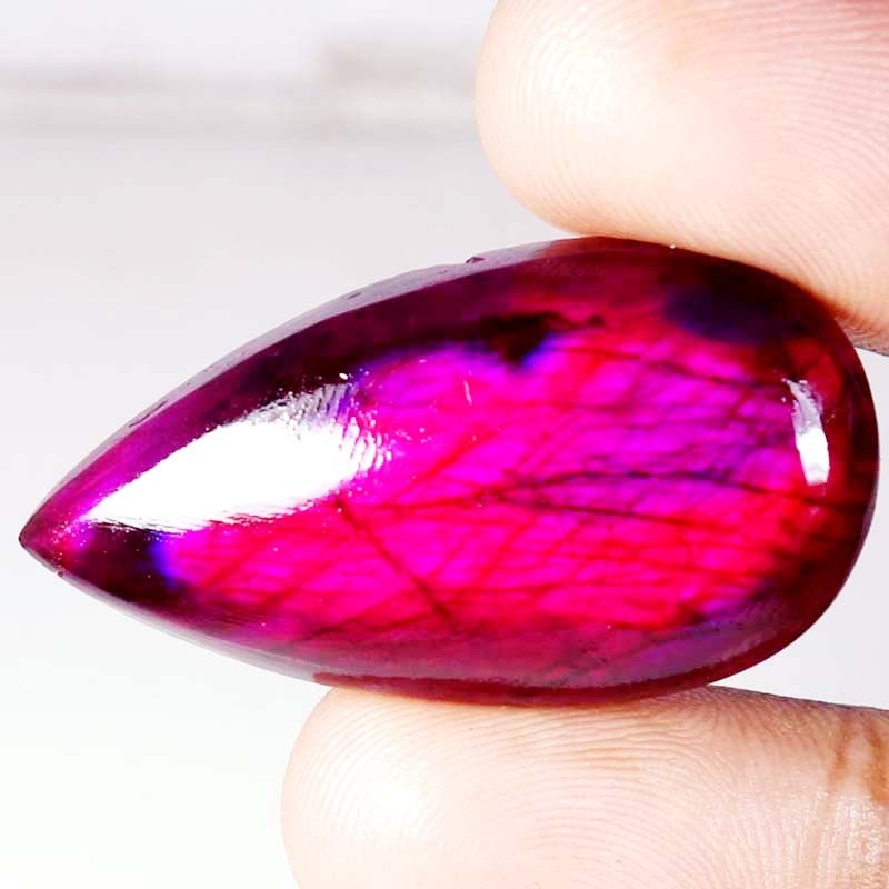 64.60 CTS 22X42X8 mm Beautiful Purple Labradorite Pear Cabochon Gemstone Treated