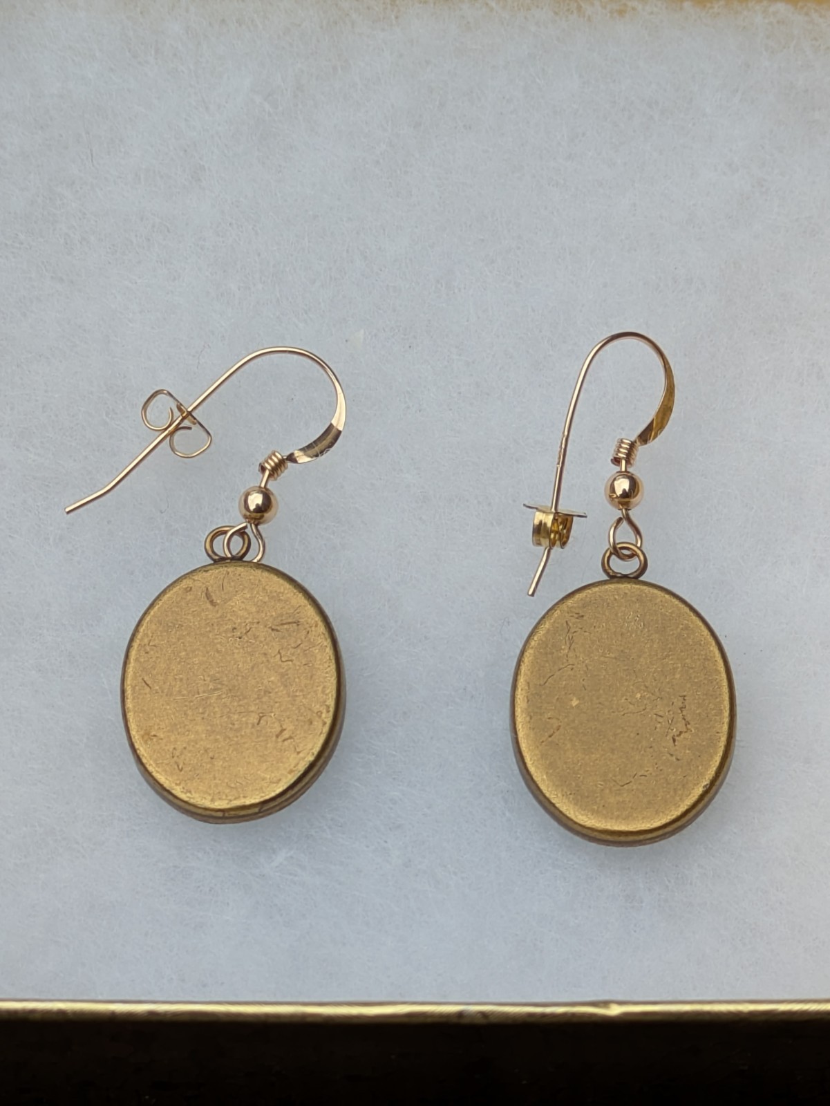 Pietra Dura Pierced Earrings – Made w/ Antique Italian Plaques, 14k GF Hooks C15