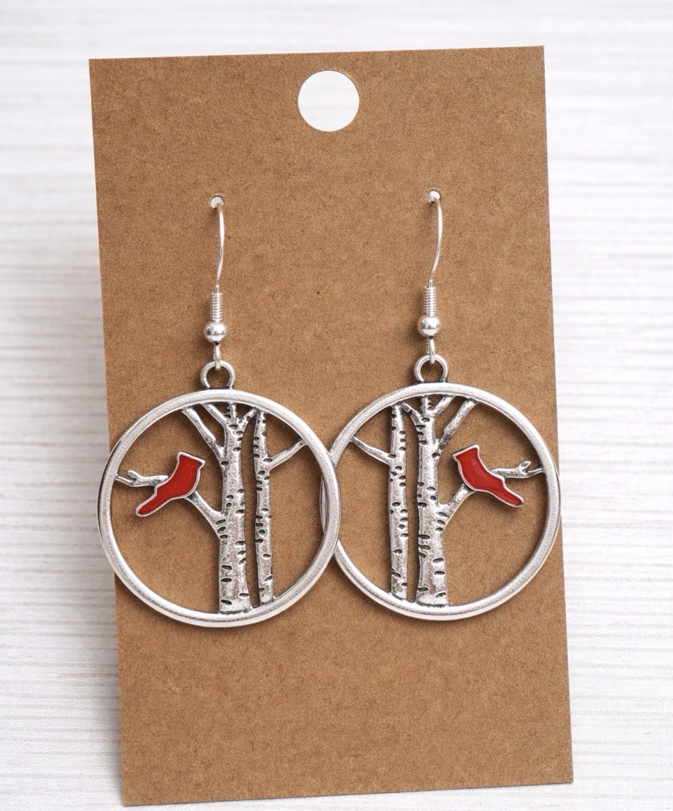 Cardinal Dangle Earrings 925 Sterling Silver Birds NEW