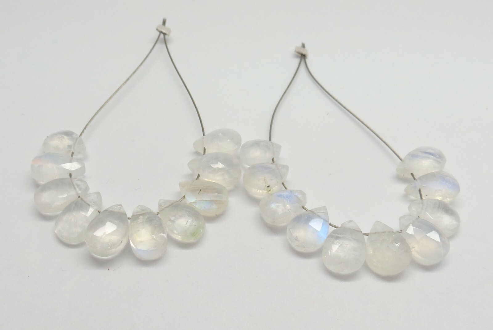 Natural Gemstone Rainbow Moonstone Teardrop Beads Faceted Briolettes 10 Pieces