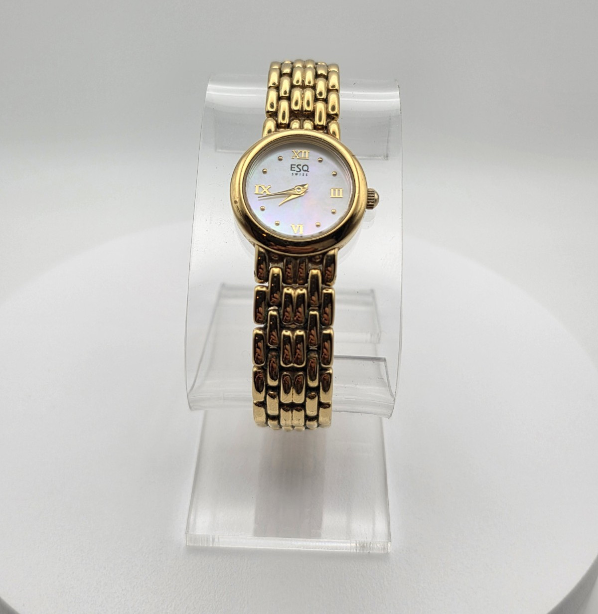 ESQ by Movado Ladies’ Gold-Tone Watch – MOP Dial – Swiss Quartz – New Battery