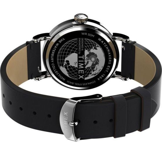 Timex Waterbury Standard Men’s Black Dial Leather Strap Quartz Watch TW2W20200