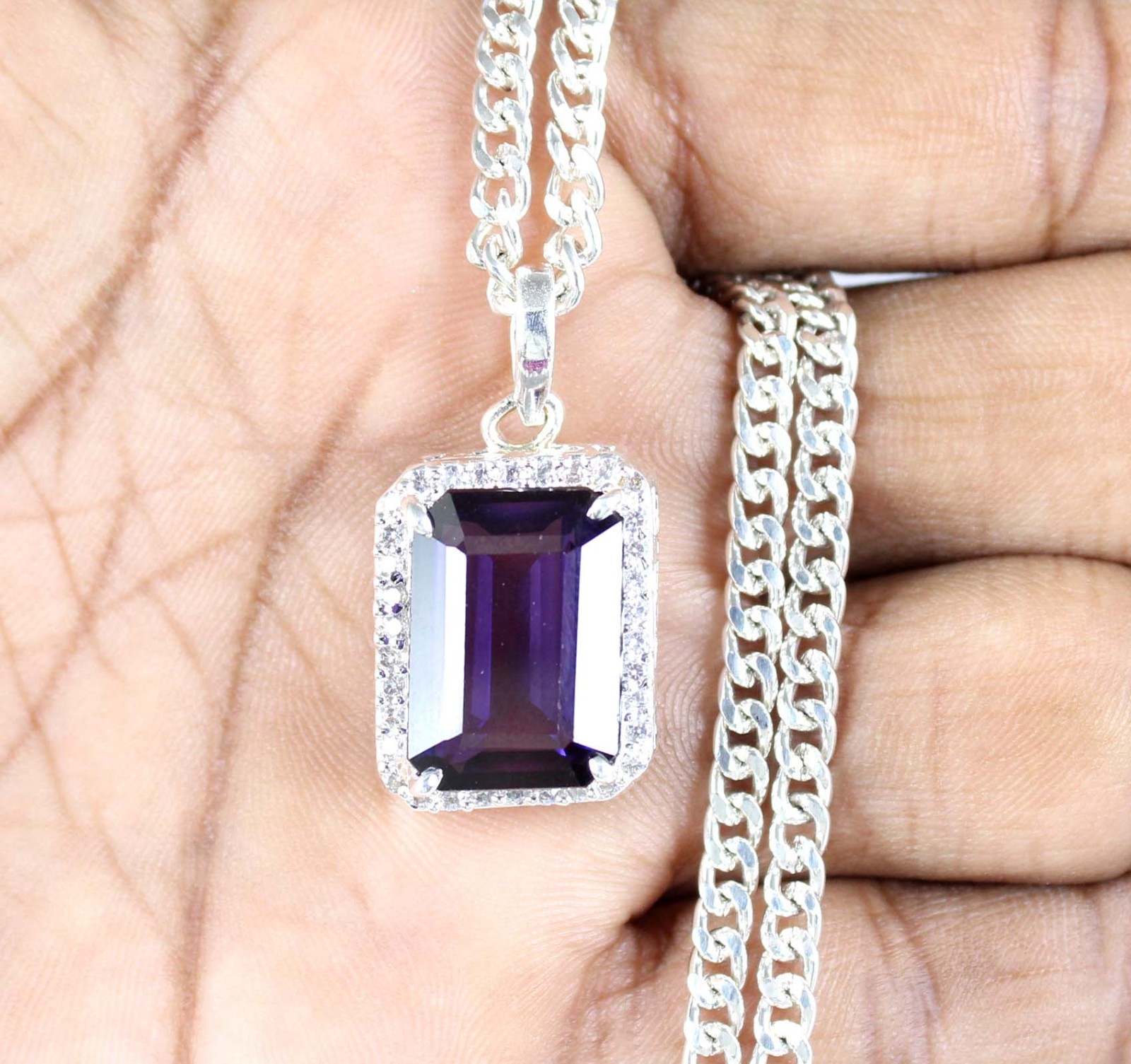 Natural 16.04 Ct Purple Pink Taaffeite Emerald Cut Gems Certified Men’s Pendant