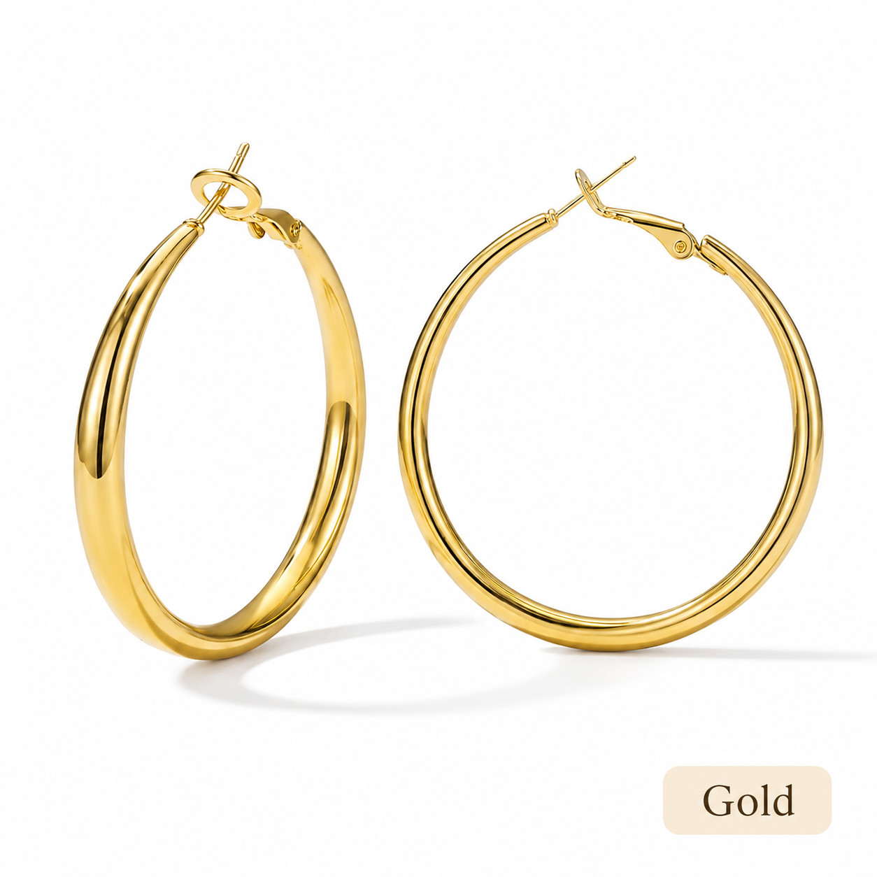 Uxvwez 18K Gold Plated Hoop Earrings for Women Gold Silver 30/40/50mm