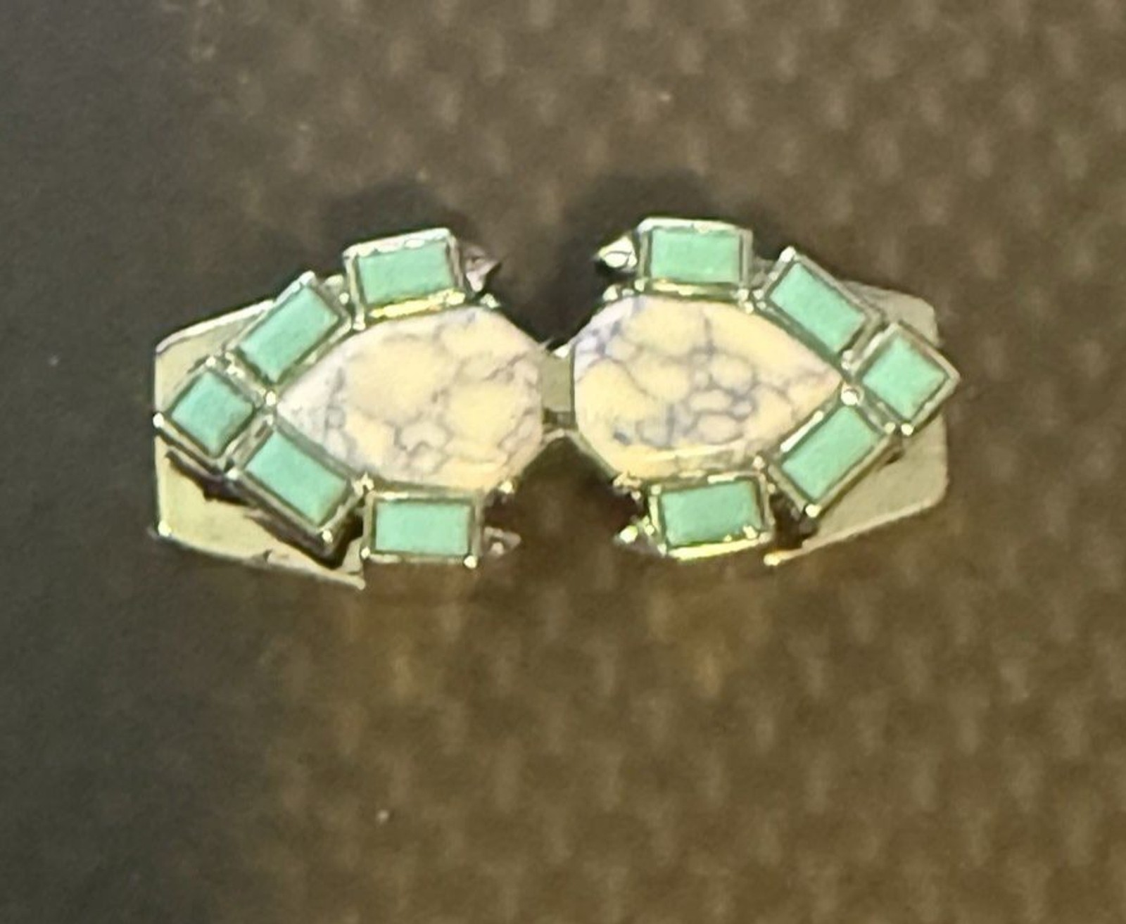 KEEP Collective Harmony Geo Bar Howlite Turquoise Silver Slider Charm EUC