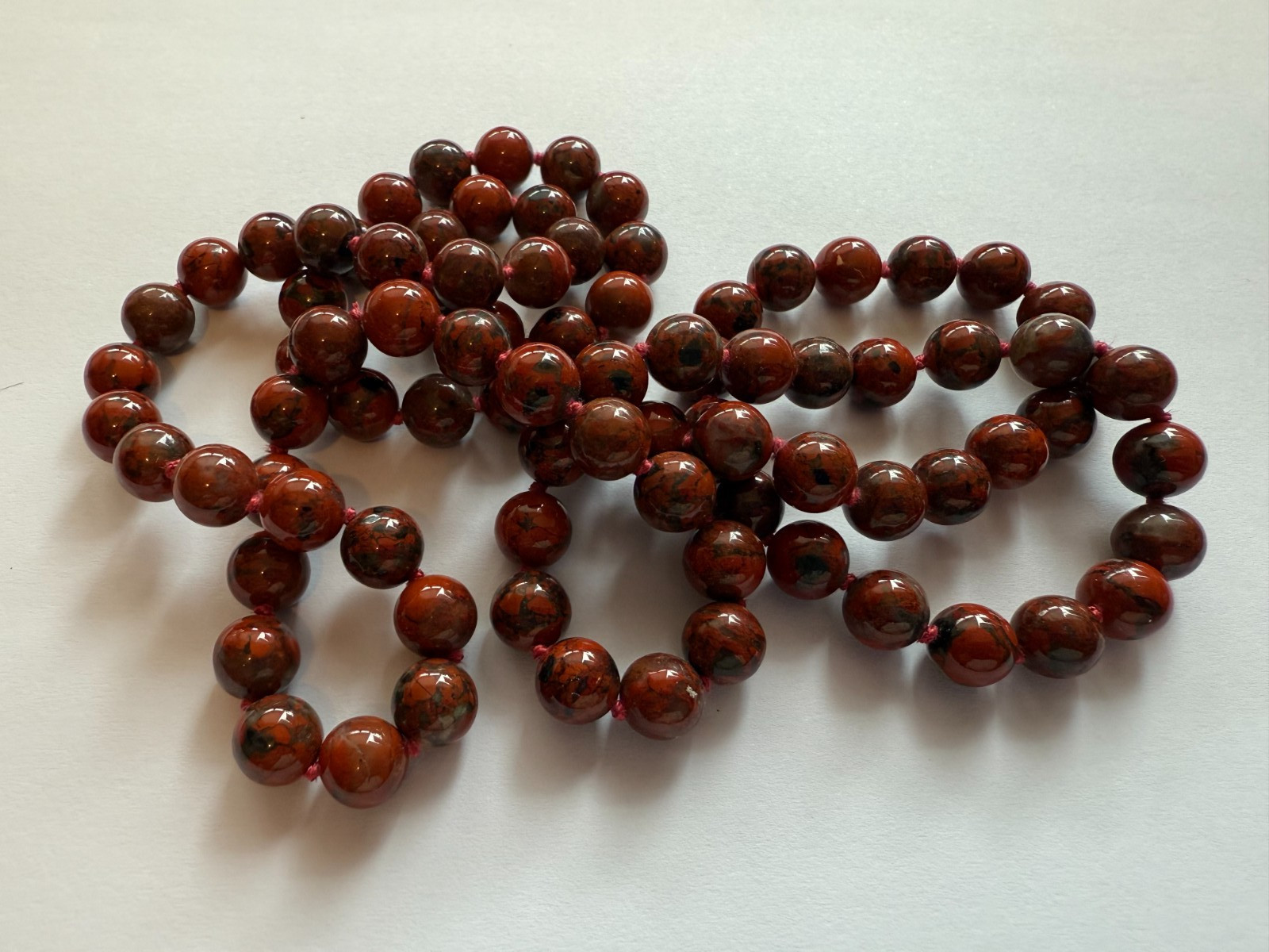Gemisphere Poppy Jasper Necklace, Quality 3, 8mm, 30 in.