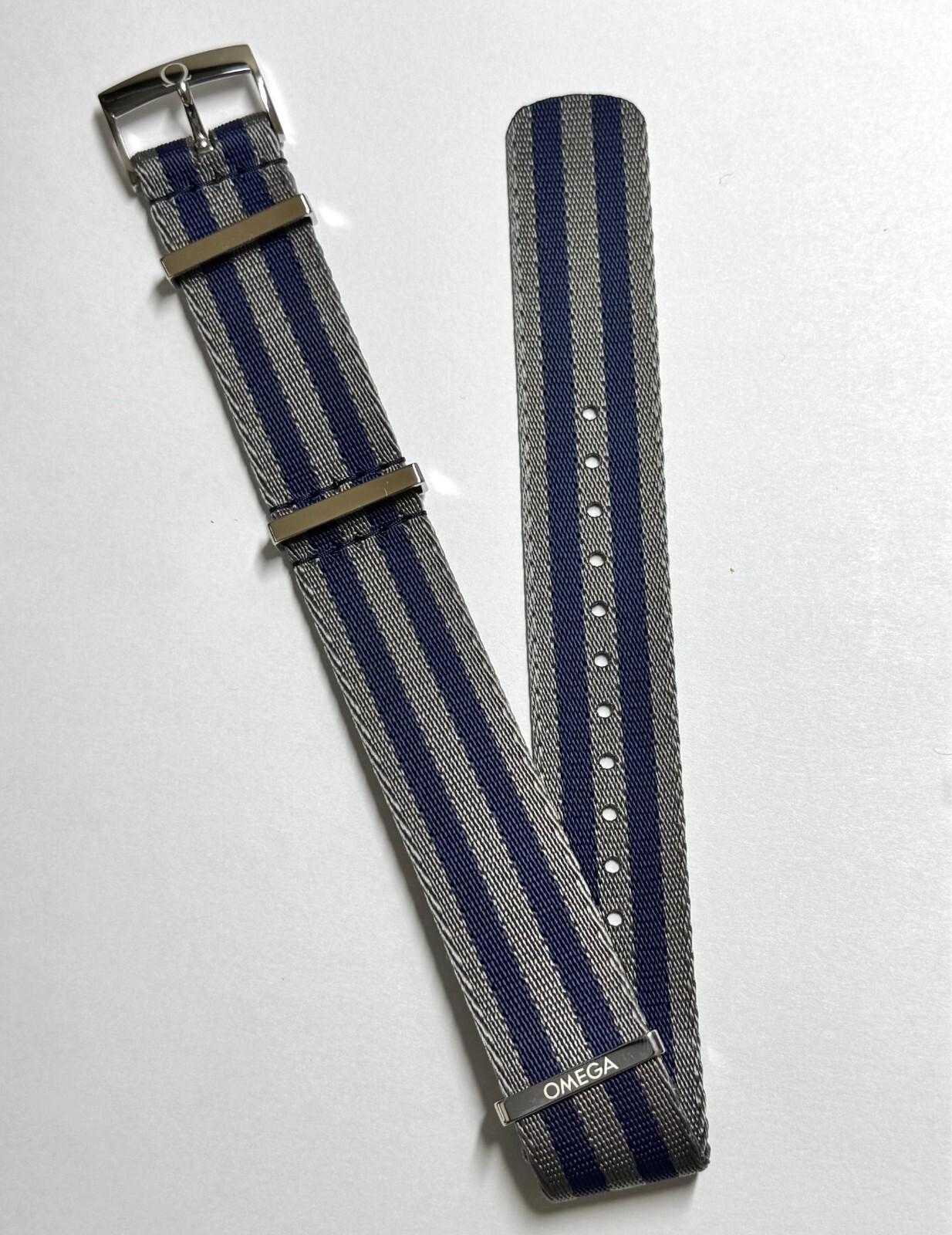 Original Omega 20mm BLUE / GREY / GRAY Nylon Fabric Watch Band Strap