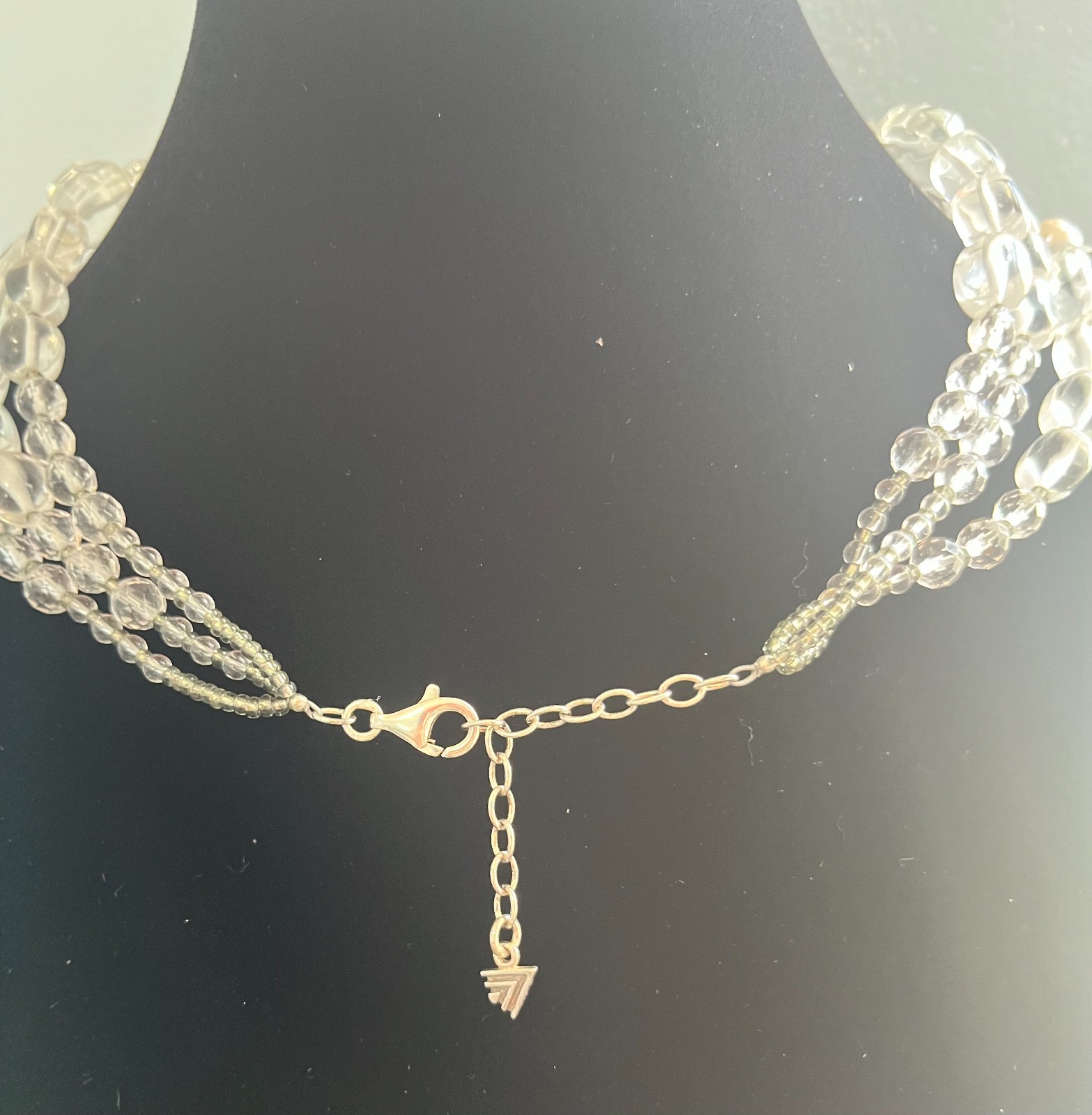 Retired Silpada “White Heat” N1789 3-Strand Sterling Silver Quartz Pearl Necklac