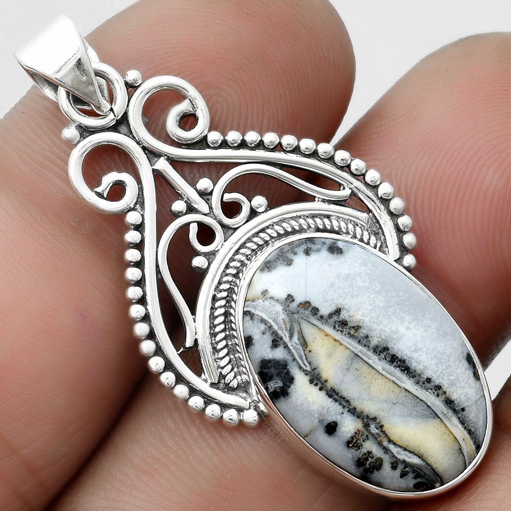 Natural Maligano Jasper – Indonesia 925 Sterling Silver Pendant Jewelry P-1541