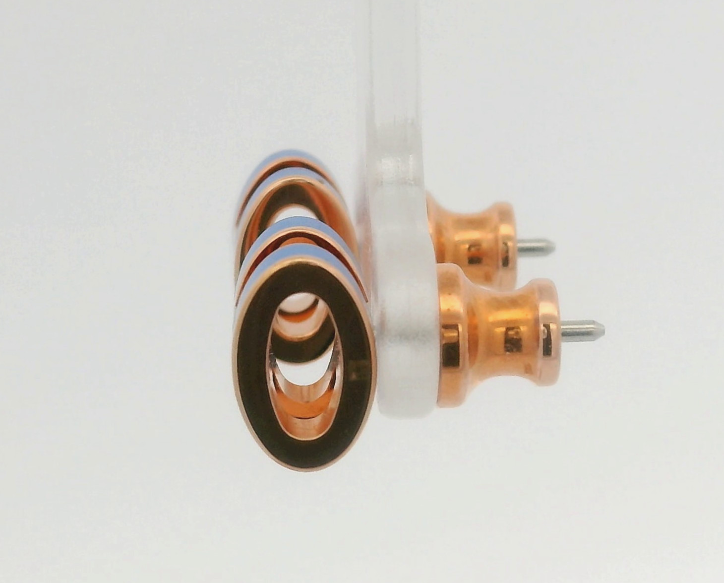 Hermes Mini Pop H Rose Gold Tone & Blue Enamel Earrings