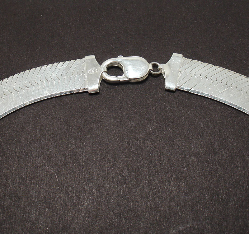 14mm Bold Wide Herringbone Chain Necklace Solid 925 Sterling Silver