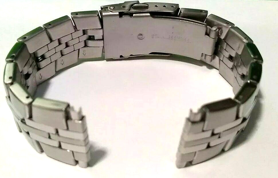 16-22mm Silver Tone Stainless Steel Security Clasp Bracelet Link Watch Band