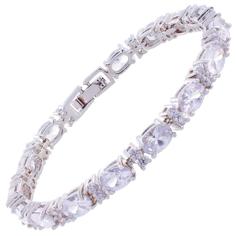 White Gold Finish Created Diamond Classic Bracelet Free Gift Box Included CRUISE