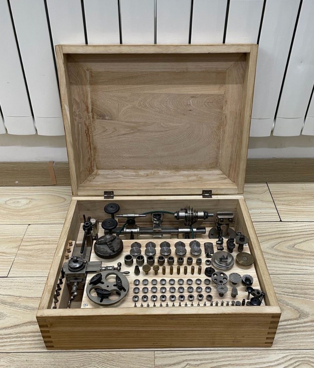 G. Boley Germany 8mm Watchmaker Lathe Complete Boxed Set Chucks Accessories Tool