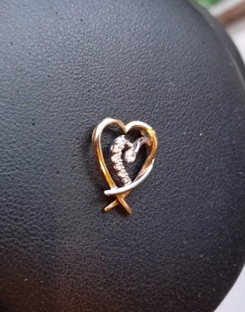 9ct Yellow and White Gold Cubic Zirconia Double Interlocking Heart Pendant