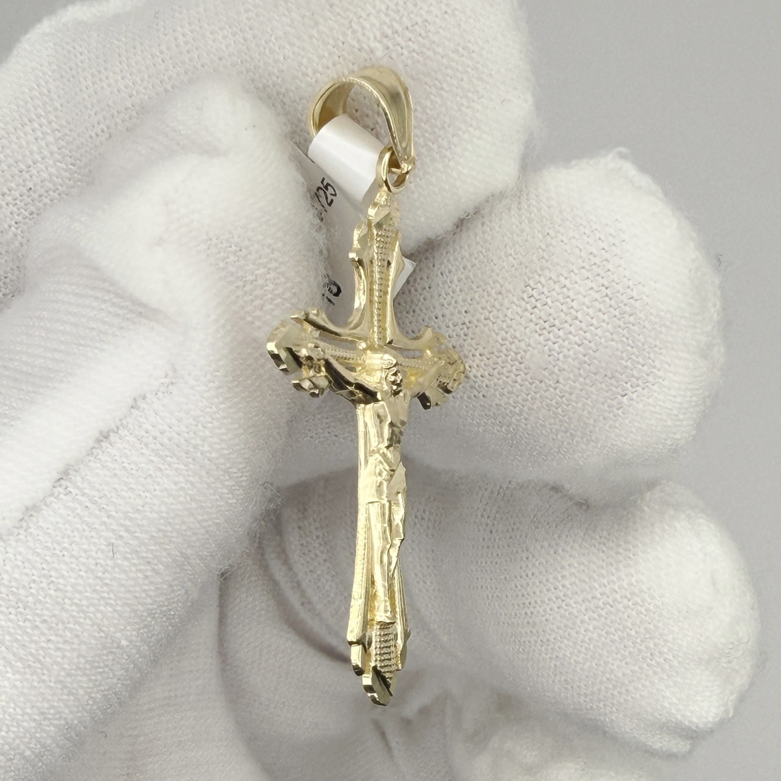 10k Yellow Gold Crucifix Cross Religious Charm Pendant Jewelry Gift For Him Her