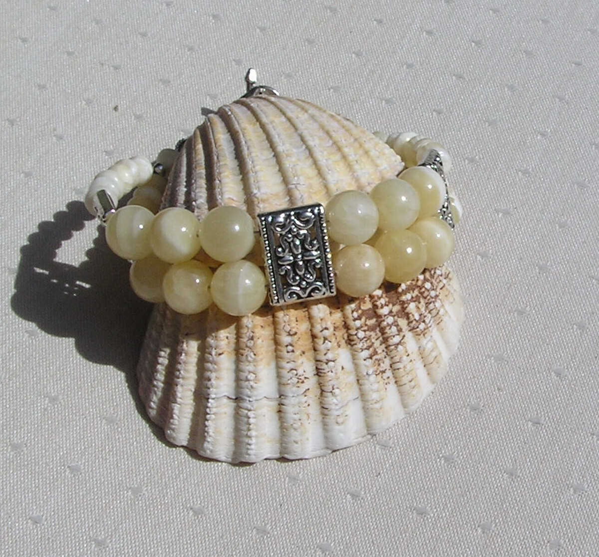 Honey Quartz & Yellow Aragonite Gemstone Beaded Bracelet “Ainslie” Free UK Post