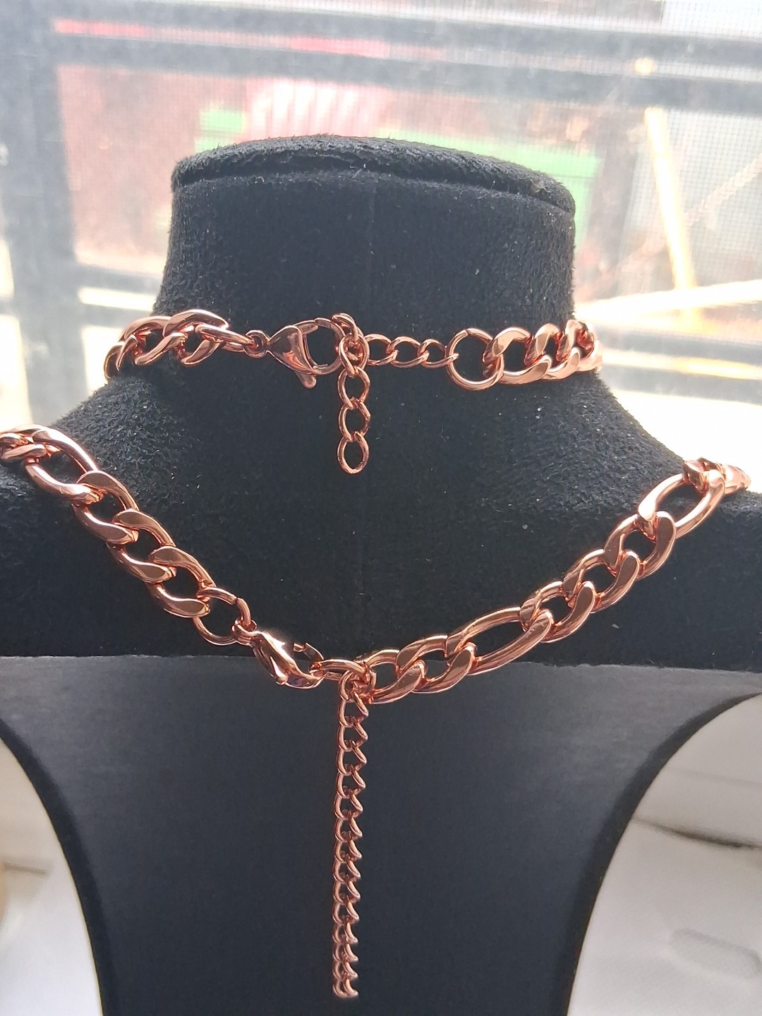 Curb Chain Choker Necklace 20-22 inches And Bracelet Set 7.50-9.0in) In lON