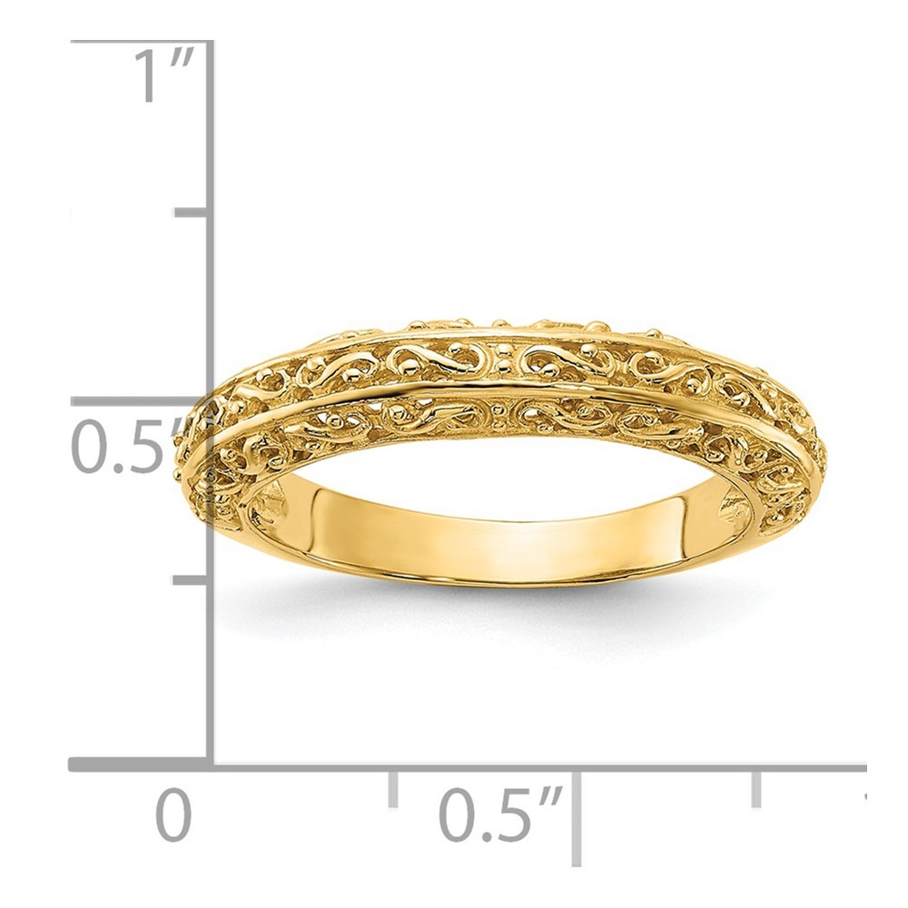 14k Yellow Gold 3mm Filigree Wedding Band Ring Size 6