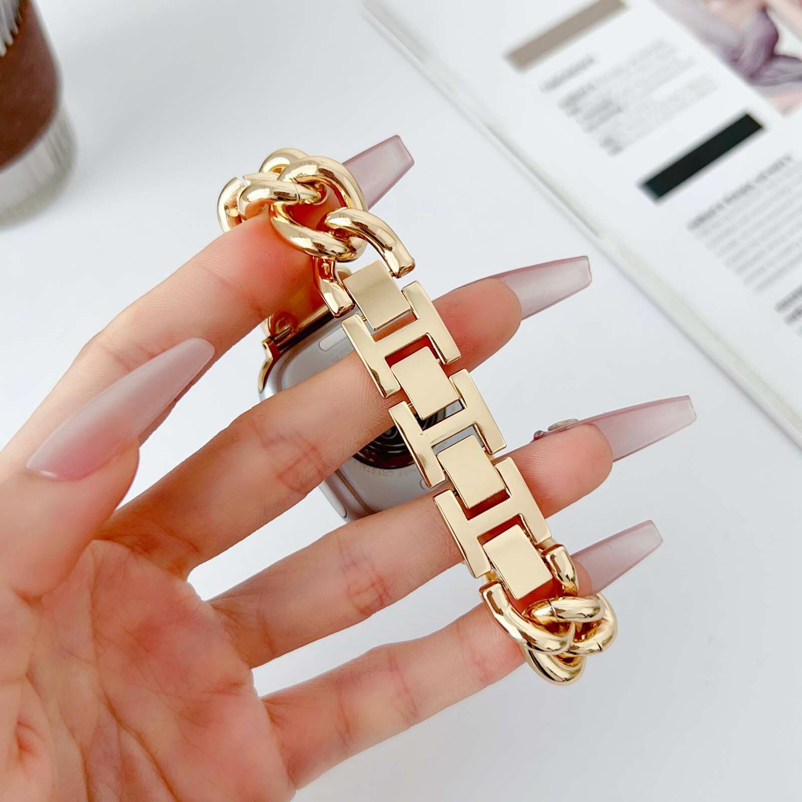 Fashion Chain Link Metal Band Bracelet For iWatch Series Ultra 2/1 10 9 8 7 6 SE