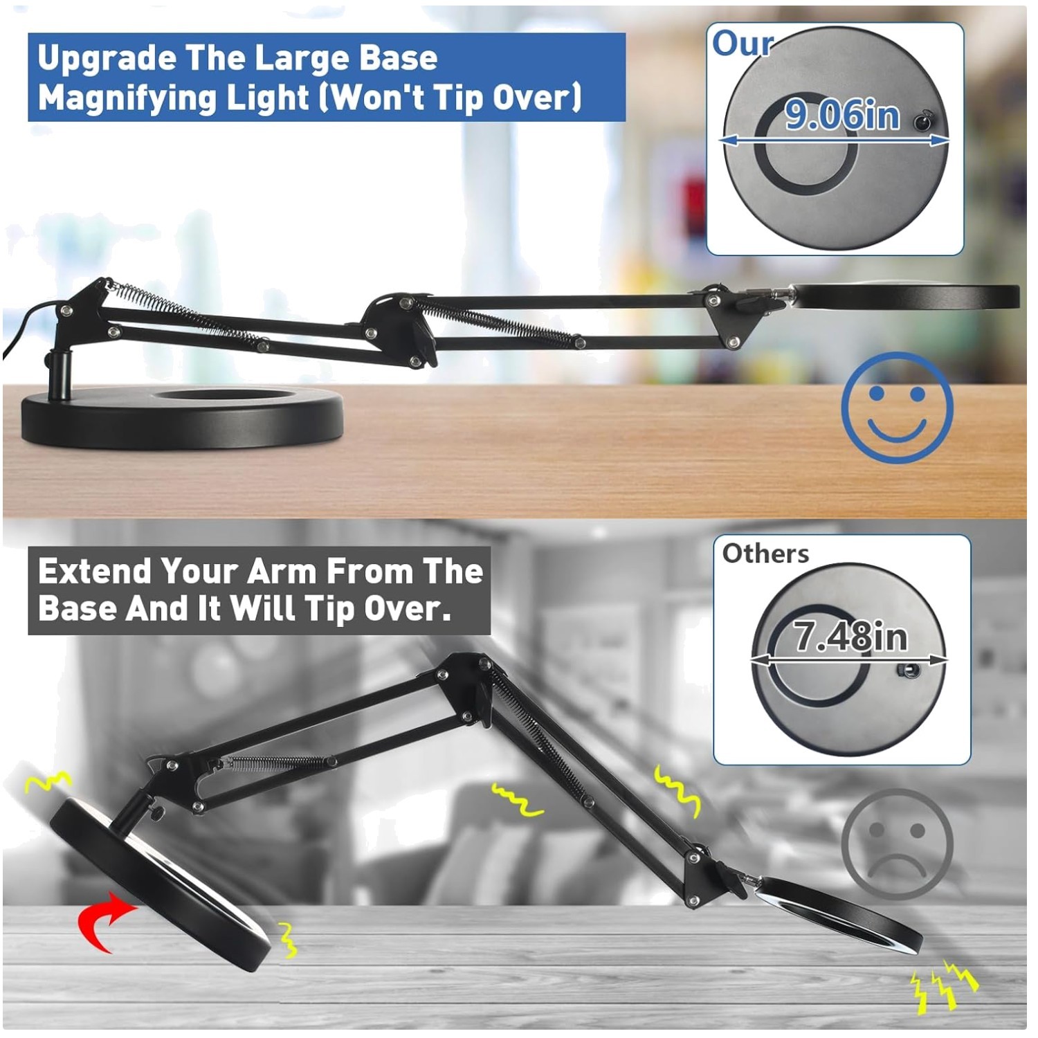 10X Magnifying Glass with Light & Clamp