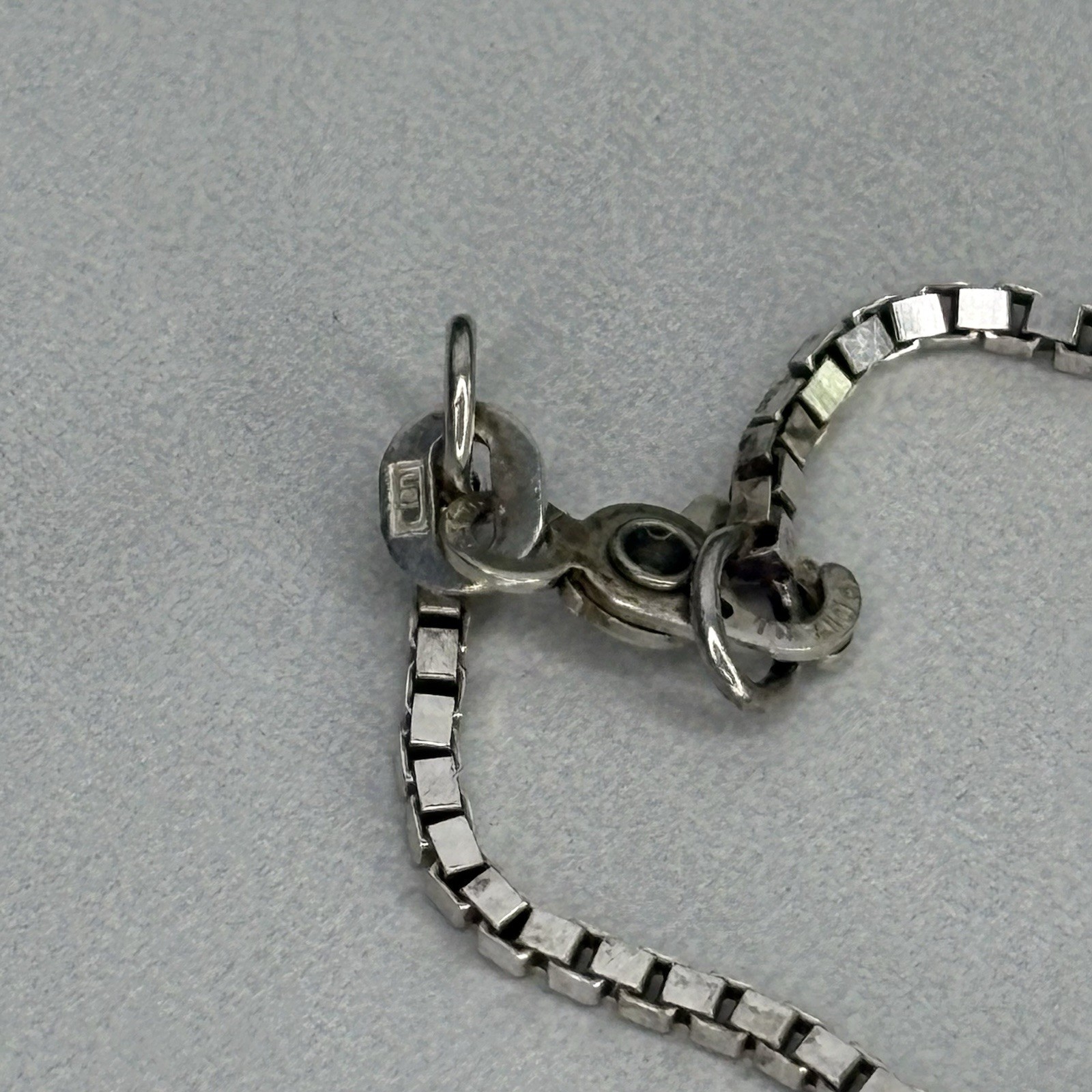 Ciani Sterling Silver 2mm Box Link Chain Bracelet Italy Scissor Clasp 6.75”
