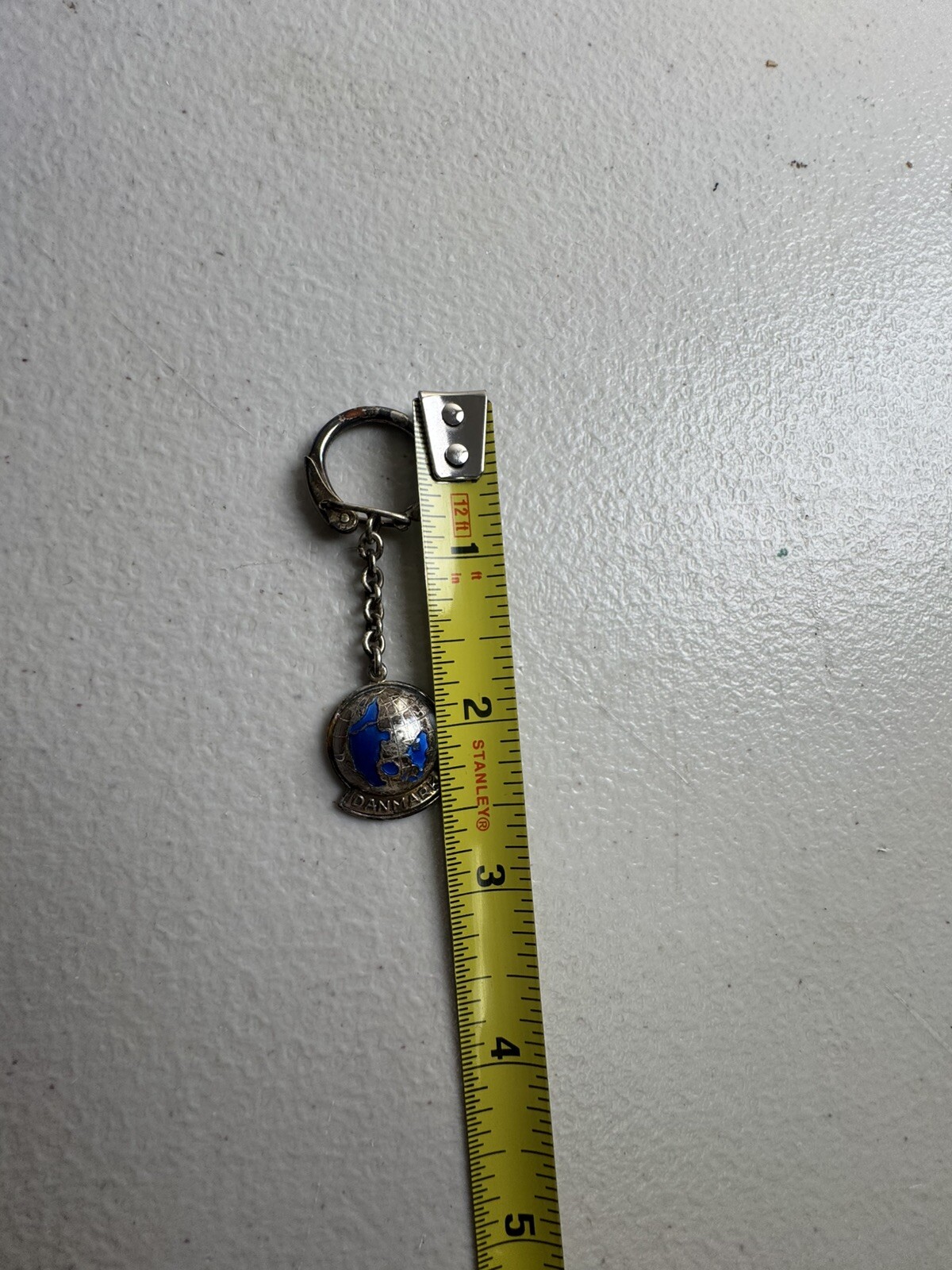 Vintage Sterling ELO 830S Silver Vintage Globe Pendant On Keychain Denmark