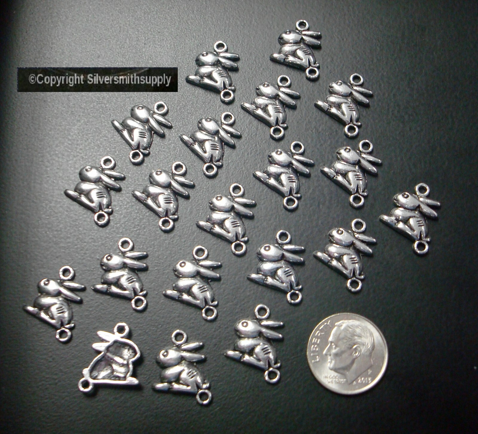 Bunny RABBIT links charms silver plated zinc findings earrings 17mm CFP035