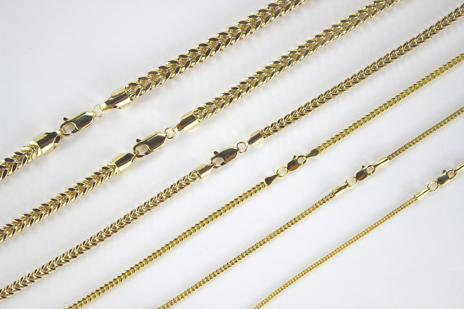 Authentic 14K Hollow Yellow Gold Franco Necklace Chain 2-3.5mm/16-30″