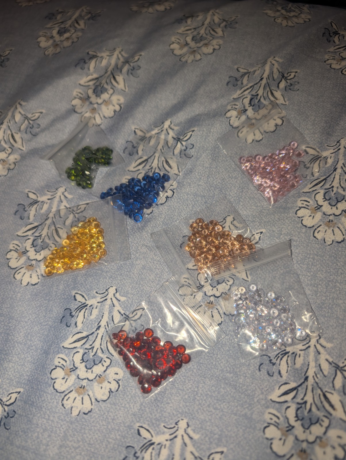 Multicolor Round Cut Gemstones Lot in Small Bags, Assorted