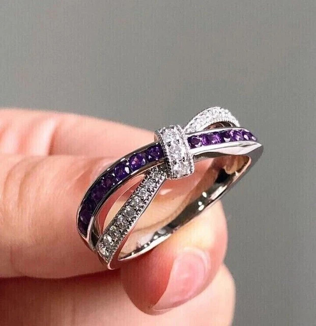 2Ct Round Cut Simulated Amethyst Wedding Women’s Ring 14K White Gold Plated