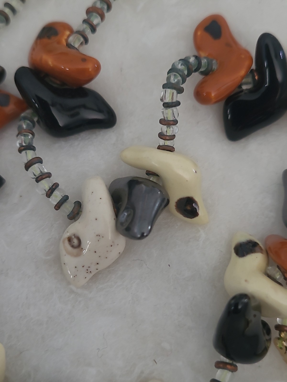 Kazuri Necklace Bird Bead Kenya Ceramic 35 Birds White Handmade