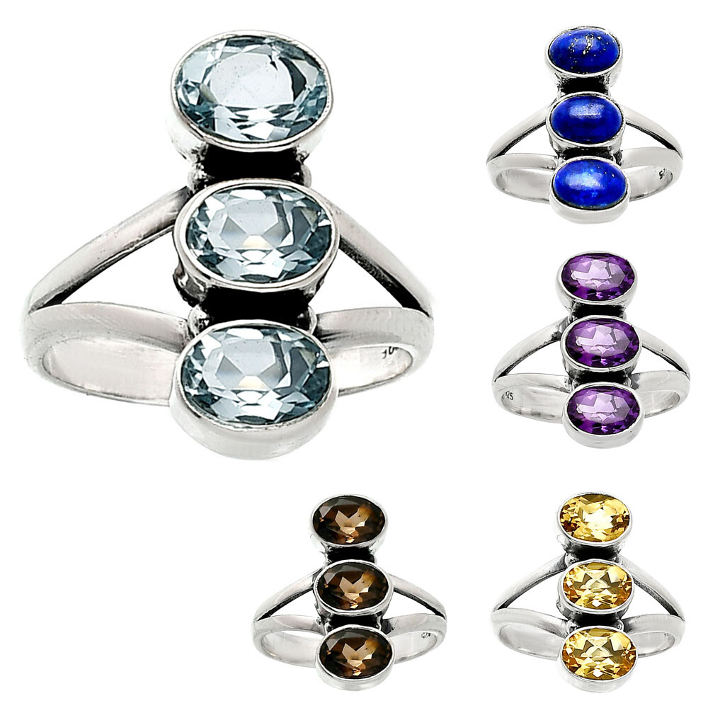 Natural Gemstones Oval Shape 925 Silver Ring Size 6-9 Jewelry DGR1140 R-1263