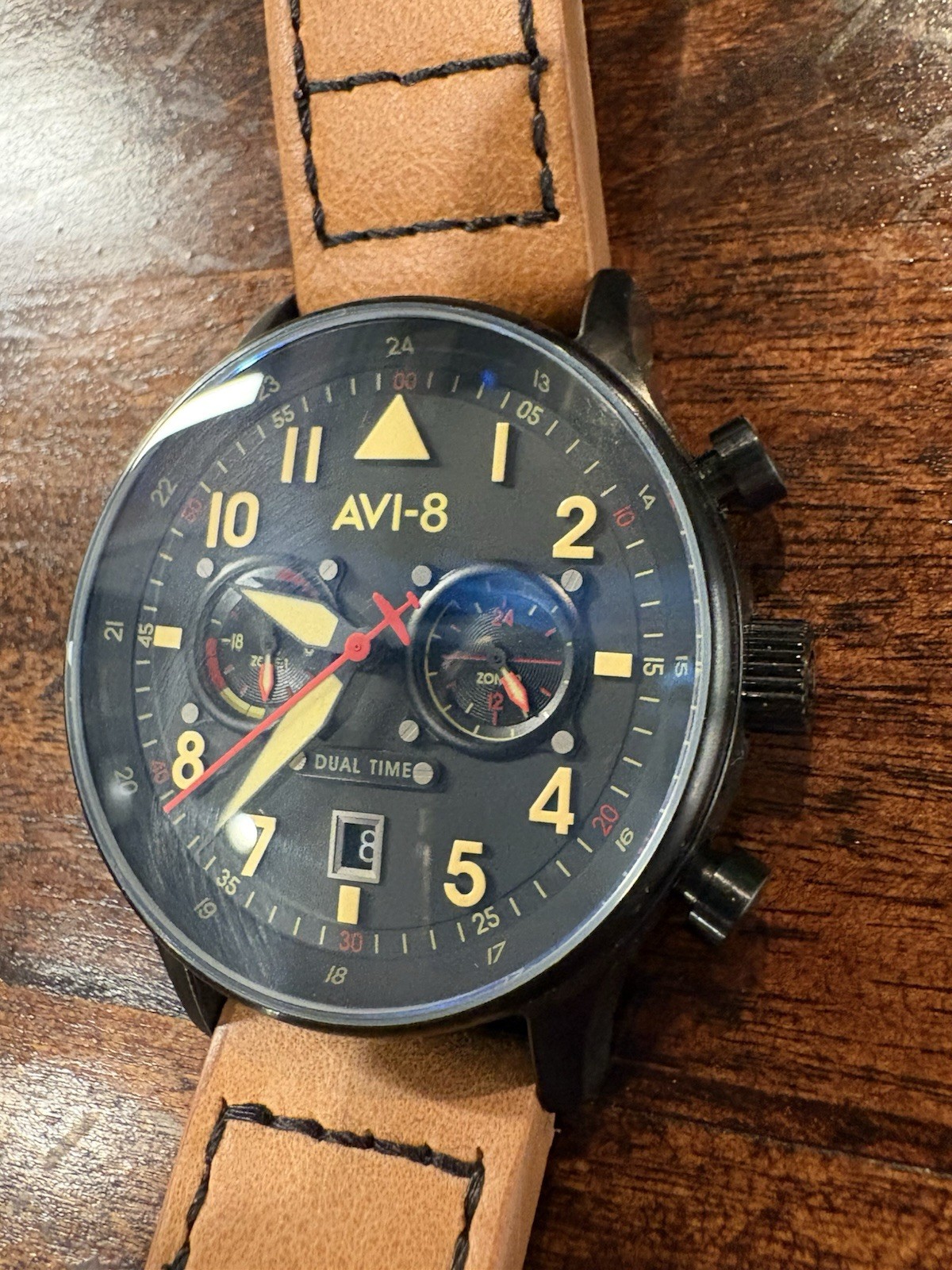 AVI-8 Hawker Hunter Hurricane Carey Duel Time Japanese Quartz Chronograph Watch