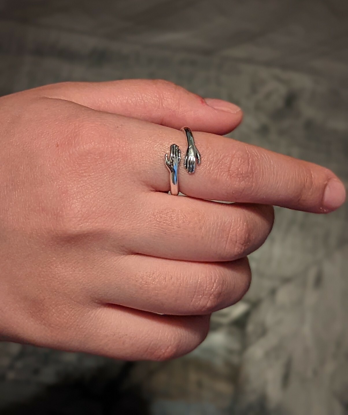 New Vintage Creative Love Hug Ring Men Women Adjustable Gothic Fashion Silver