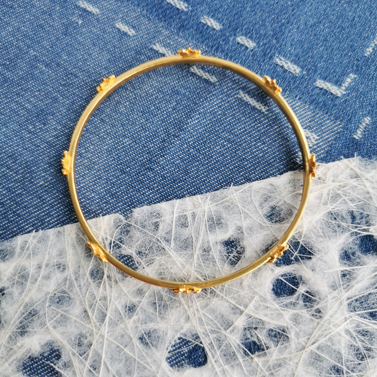 Julie Vos Floral Bangle Bracelet 24K gold plate NEW