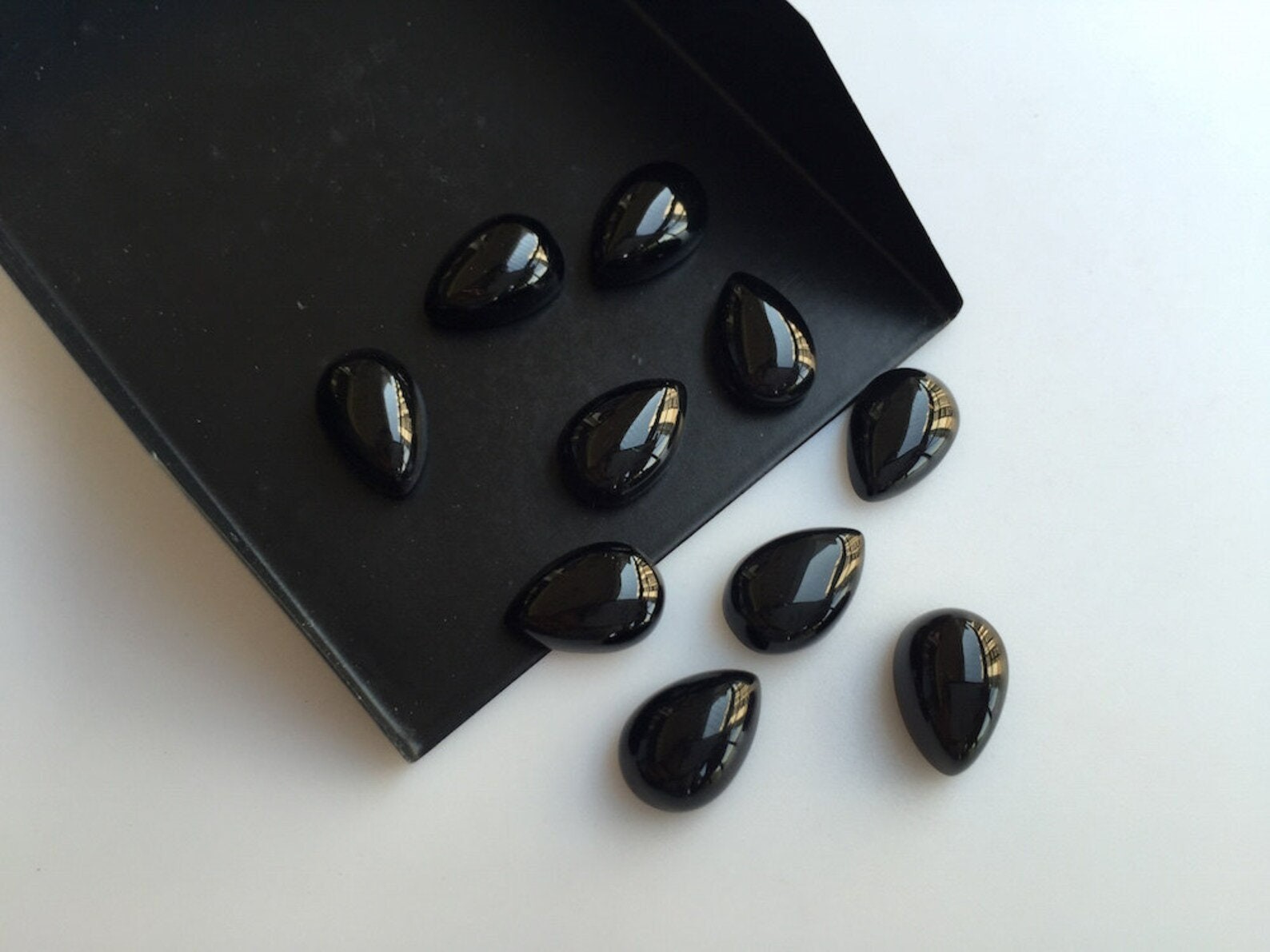 Natural Black Onyx Pear Cabochon 4x6mm AAA+ Loose Gemstone Lot