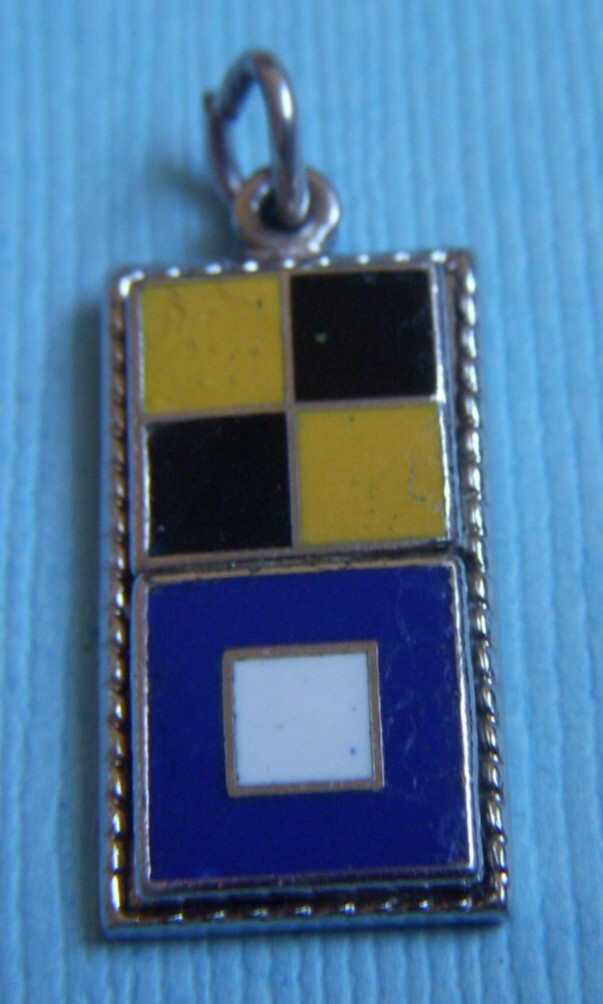 Vintage enamel nautical flags silver tone charm
