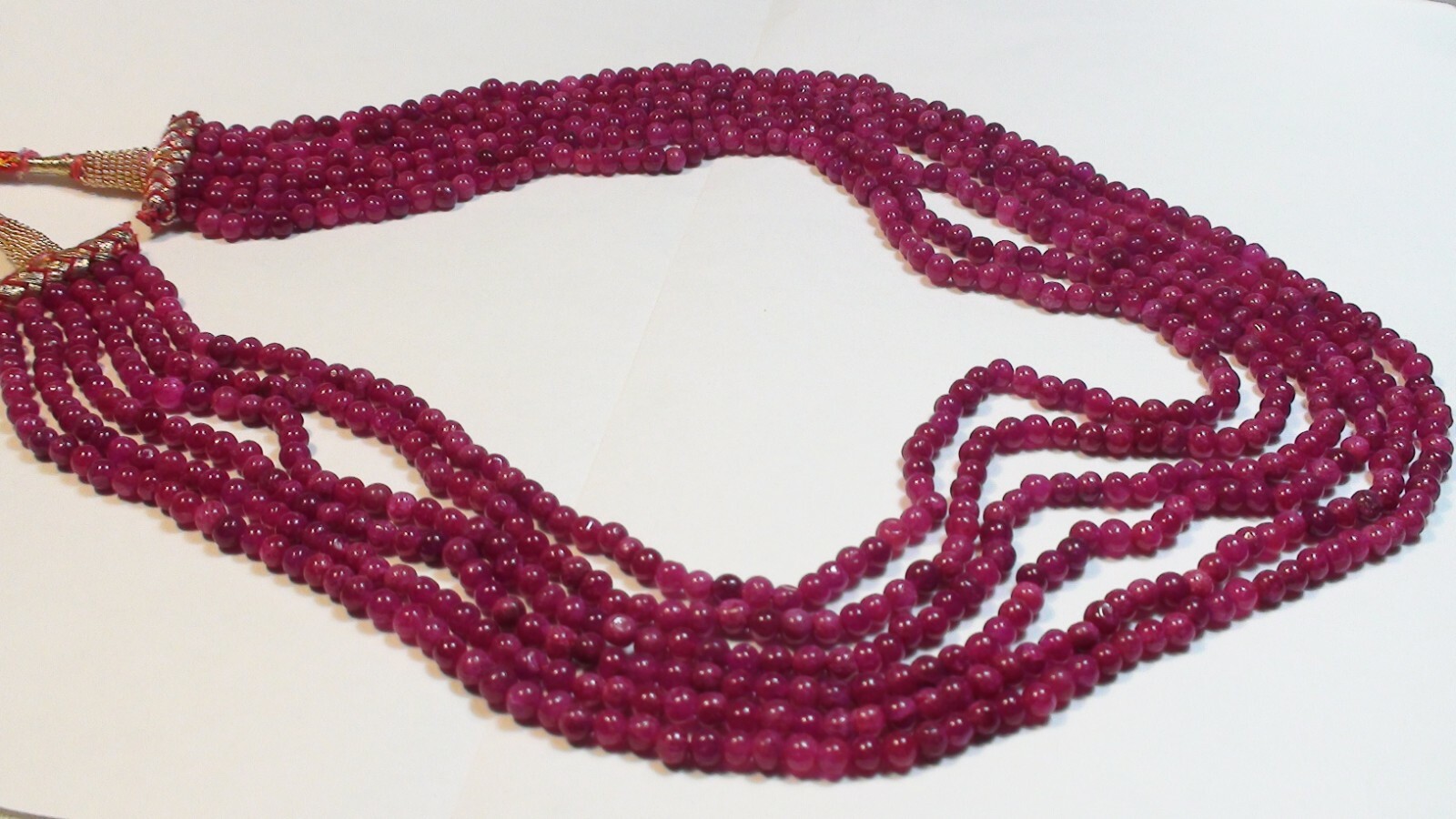 BIG! 367.10 ct NATURAL ROYAL FIRE PINK RED RUBY SILK CORD NECKLACE 16,7/8”,19.5
