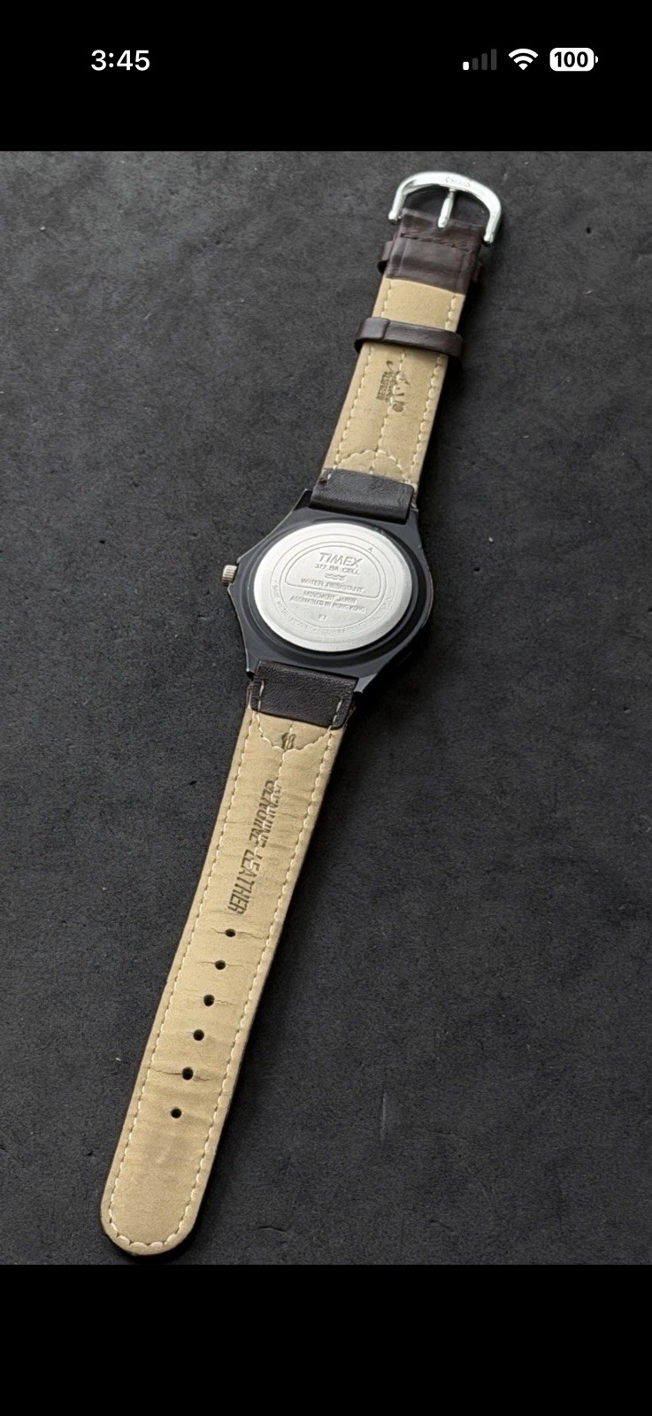 Vtg 1990 TIMEX Diver Men’s 36mm Quartz Watch Date Black Case Dial Brown Leather