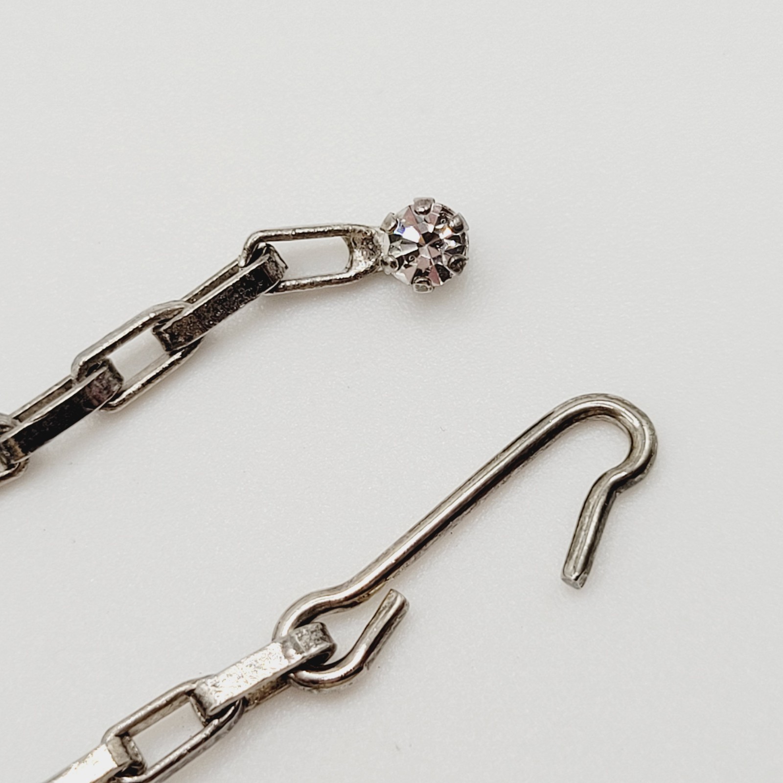 Dainty Rhinestone Choker Collar Art Deco Eye Part Chain Vintage Necklace 15 Inch