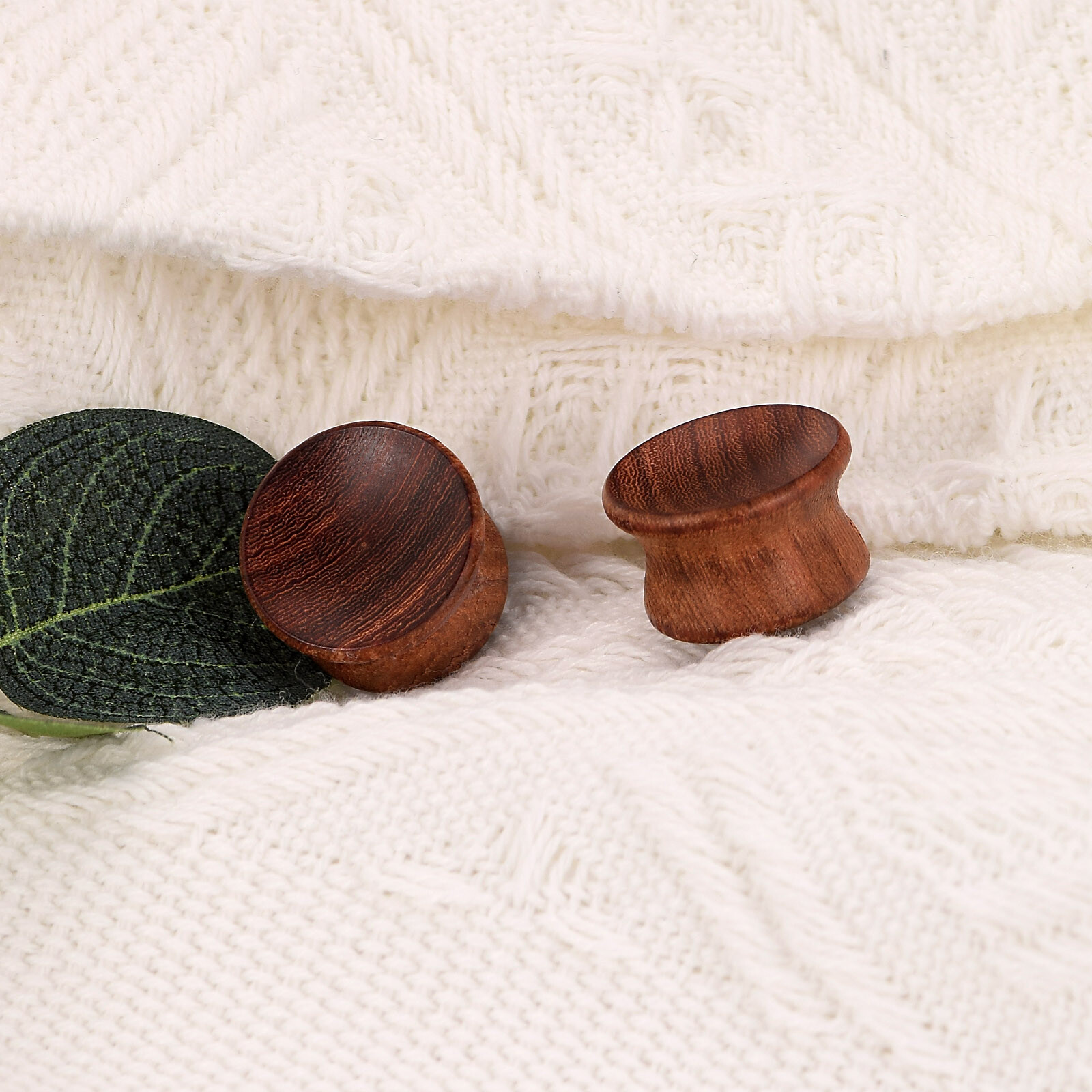 Natural Wood Ear Gauges Plugs Double Flared Concave Wooden Ear Expander Piercing