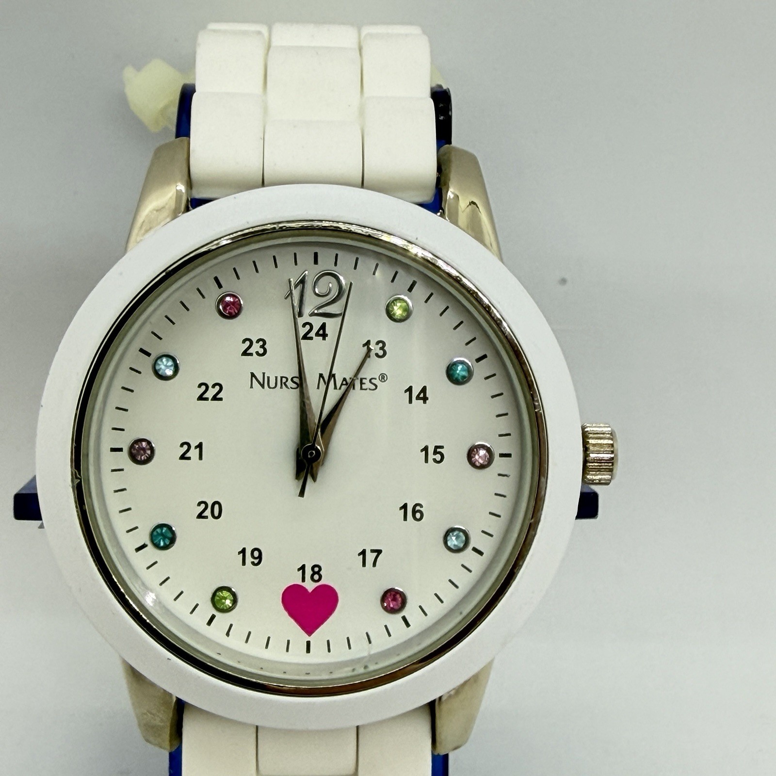 Nurse Mates Sparkle women’s nurse watch water-resistant silicone strap – White