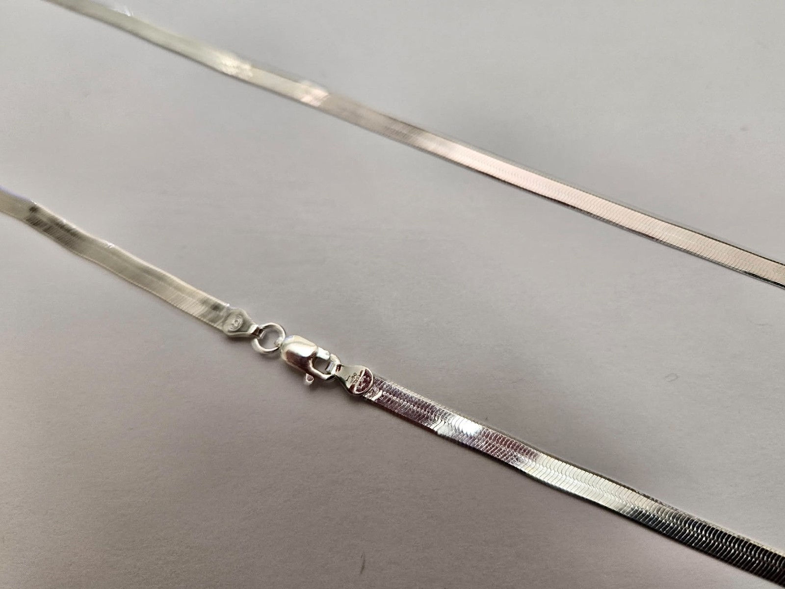 925 Sterling Silver Beveled Edges Herringbone Chain Necklace 3mm 7″ to 30″