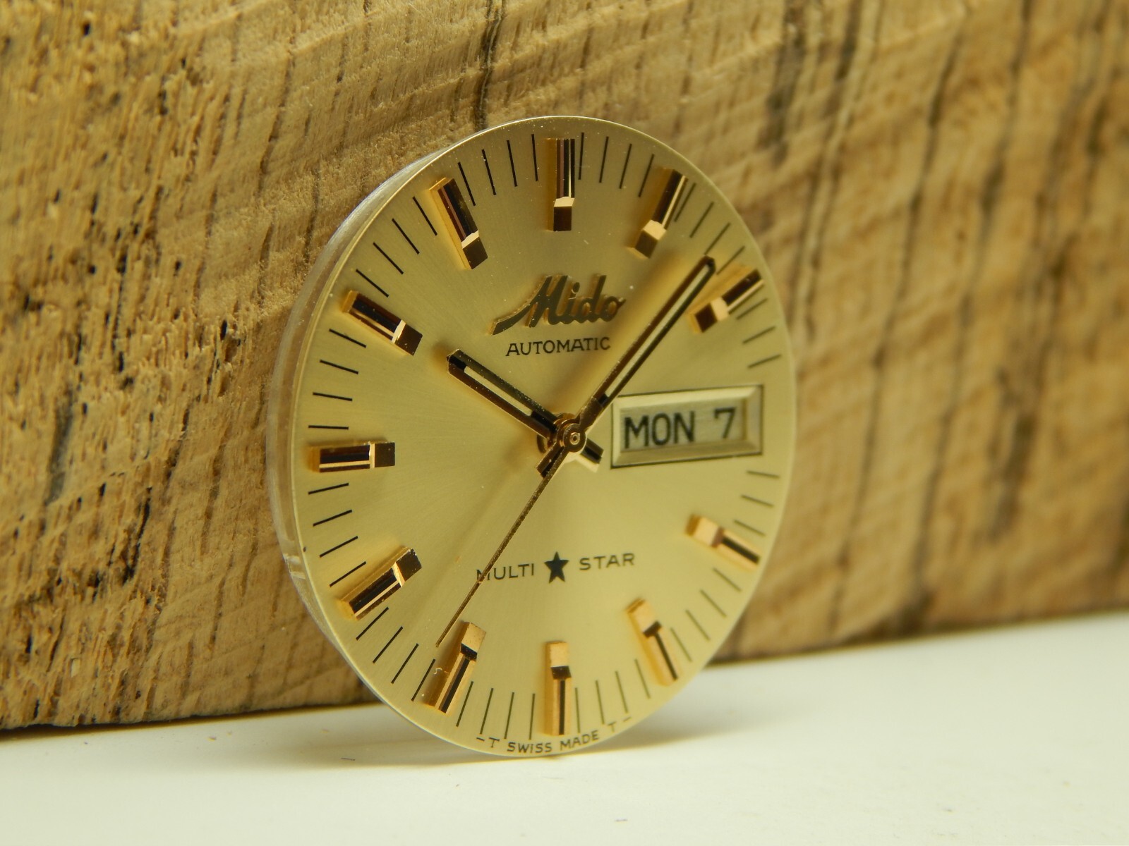 Day Date Window Gold 27.94mm Mido Automatic Multi Star Vintage Watch Dial Hands