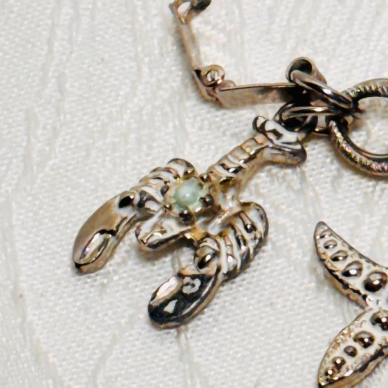 BRACELET ocean life charms starfish shells fish lobster fold over clasp vintage