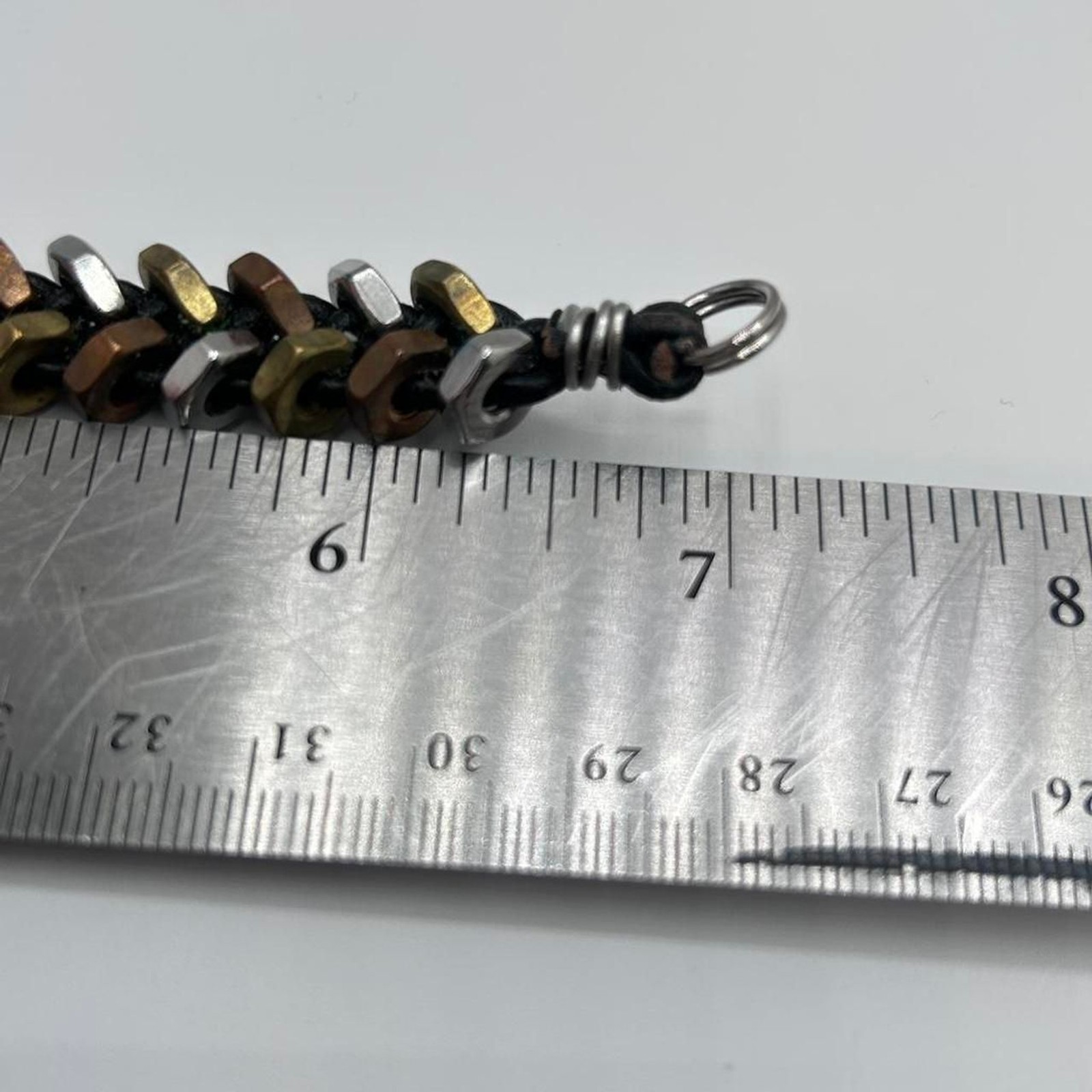 Mixed Metal Industrial Nut Bolt Bracelet Silver Gold Copper Tone 6”