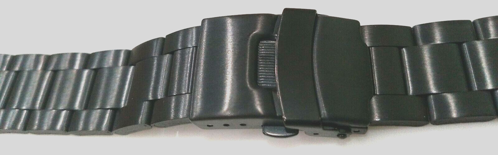 Mens Black Smartwatch 16mm Security Push Button Watch Band Fits Pebble Steel
