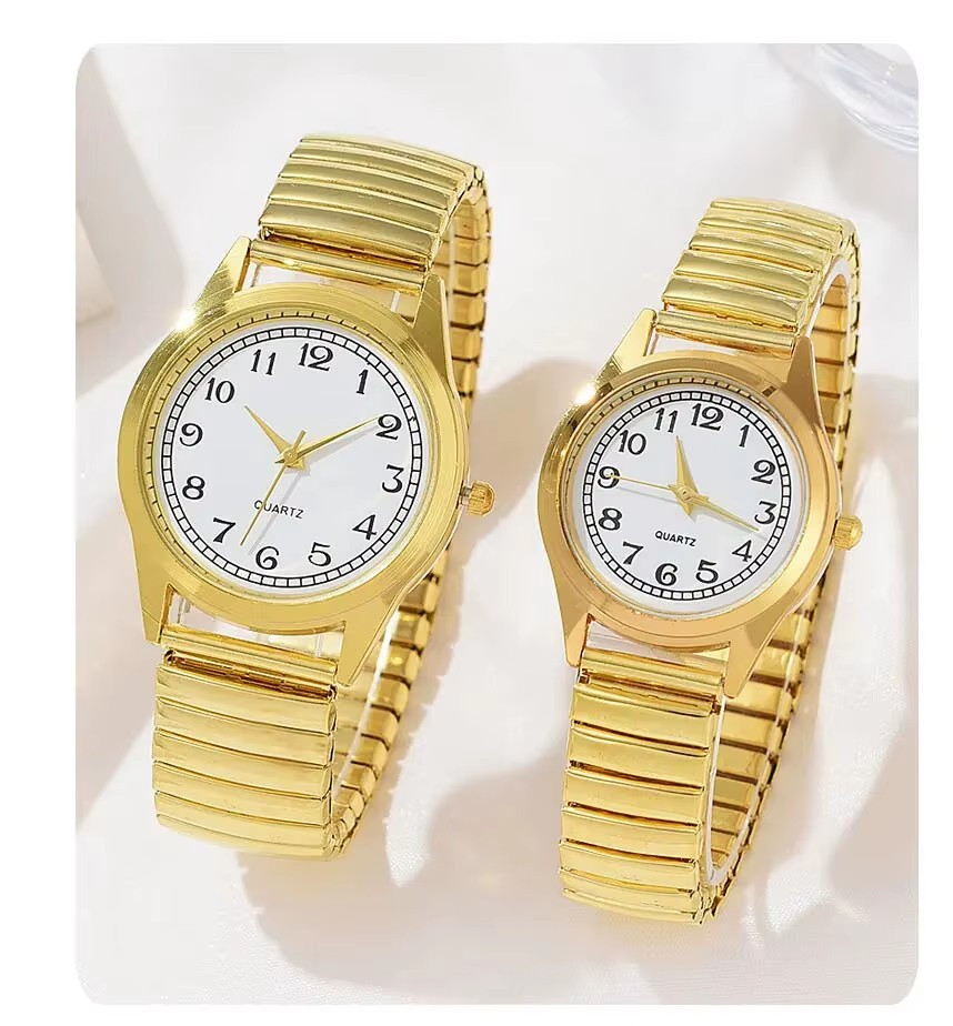 Reloj de cuarzo con puntero redondo para hombre y mujer, accesorio con 2 piezas