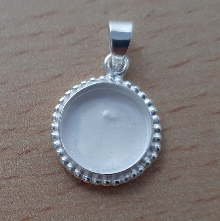 925 Sterling Silver Beaded Cabochon Pendant Blank DIY Jewelry Making Setting